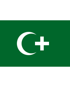 Flag: The revolution flag of Egypt from 1919. It bears a crescent and cross to demonstrate that both Muslims and Christians supported the Egyptian nationalist movement against British occupation