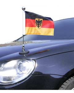 Magnetic Car Flag Pole Diplomat-1-Chrome Germany with coat of arms