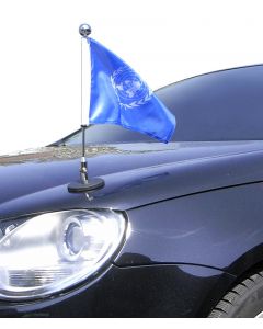  Magnetic Car Flagpole Diplomat-1.30-Chrome United Nations (UN)