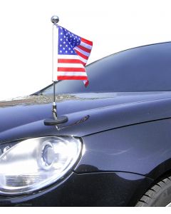  Magnetic Car Flagpole Diplomat-1.30-Chrome USA
