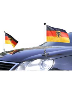 Pair Magnetic Bonnet Car Flag Diplomat-1 Germany with coat of arms